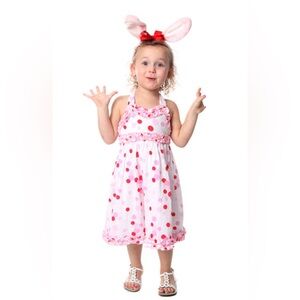 NWT Bonnie Jean Pink Red Polka Dot Halter Dress Summer Sundress